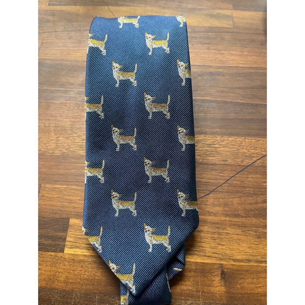 Chipp Navy Chihuahua Silk Tie